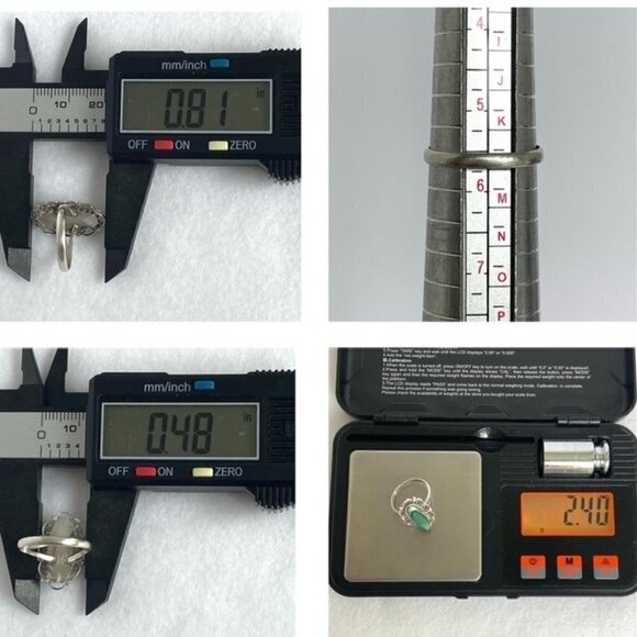 VTG Sterling Silver 925 Filigree Scrollwork Oval Bezel Set Green Onyx Ring 5.5 - Picture 10 of 16